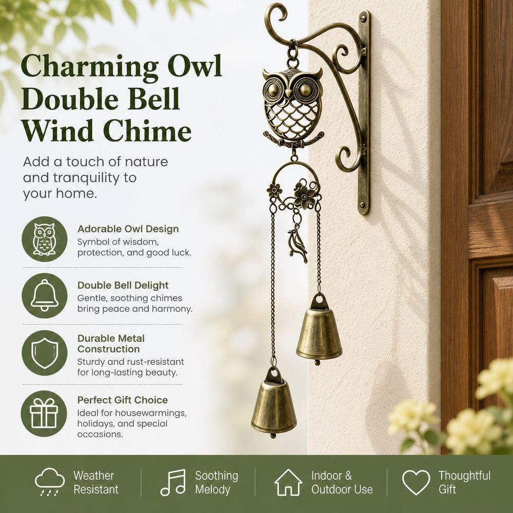 Metal Wind Chime Owl Hanging Ornament Metal Decorative Pendant Durable Hanging Ring  Home Decor