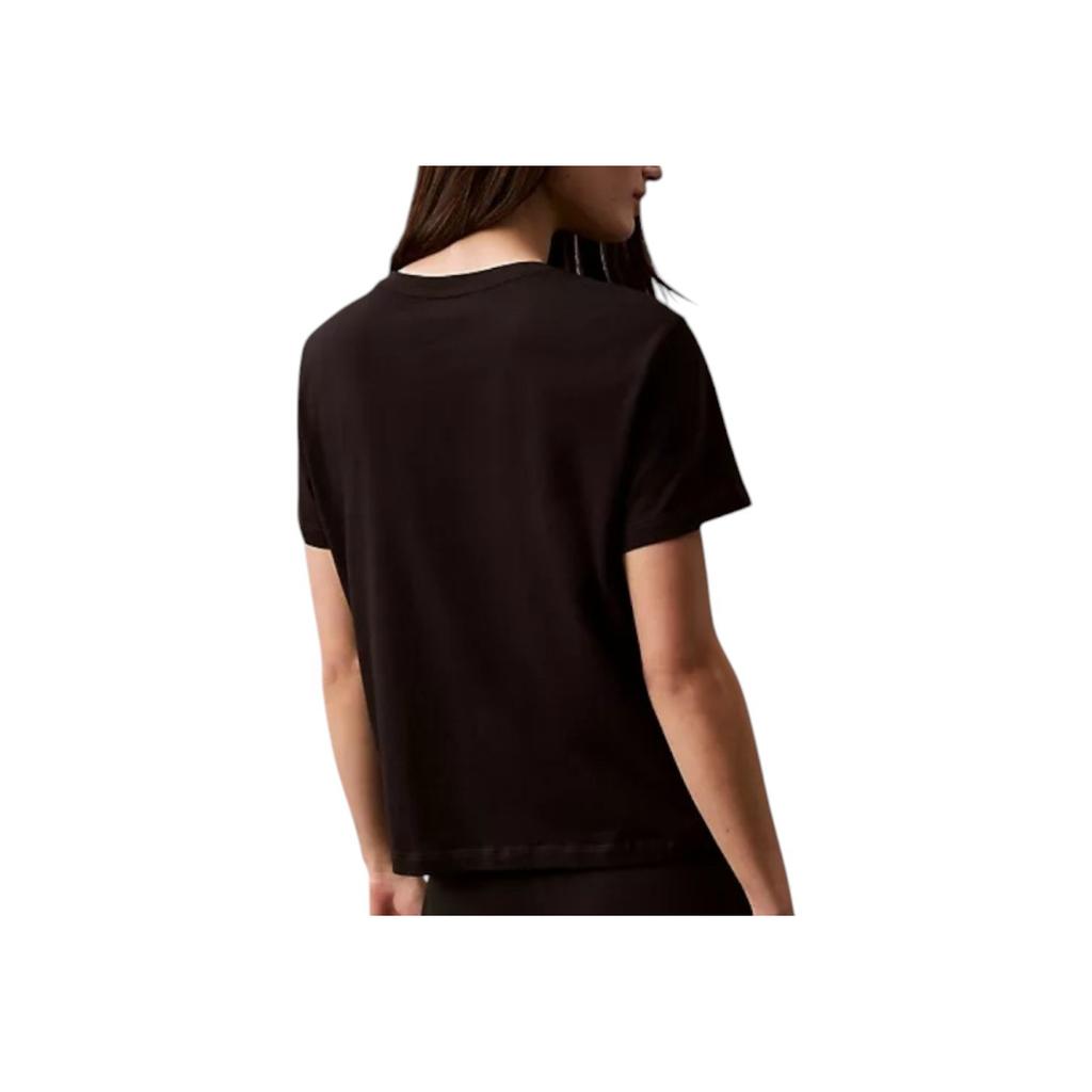Calvin Klein Casual Embroidered Logo Round Neck Short Sleeve T-Shirt Women T-Shirts Black QS7432G-001