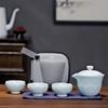 Travel Lotus-shaped Tea Set, Portable Bag, 1 Teapot, 3 Teacups, Quick- Cup, Car-mounted Outdoor Portable  Gongfu Teaware