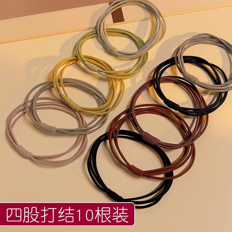 

Минималистская повязка на голову из четырех прядей, резинка, женская резинка для волос, повязка на голову с конским хвостом, высокоэластичный кожаный чехол 10 pcs for color mixing