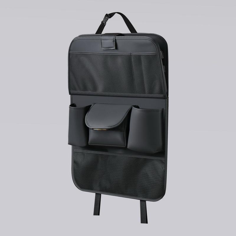 1PC car seat back storage bag leather rear storage box dining table car seat back hanging bag anti-kick pad