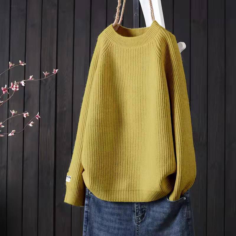 Sweater for Women Winter Thickened Pullover Warm Knitted Stretchy Long Sleeve Oversize Solid Jumper Sweater Tops