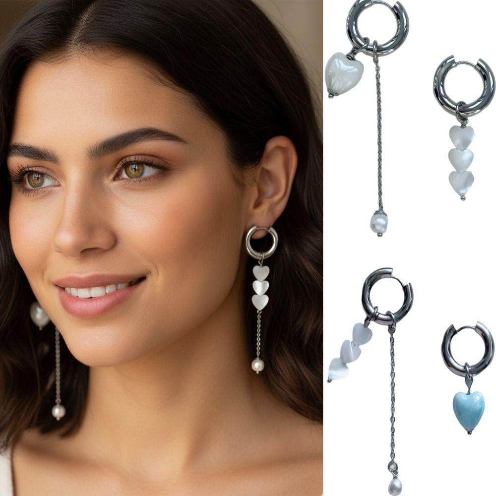 Asymmetrical Design Heart-Shaped Earrings Stereo Shape Stereo Earrings  For Women