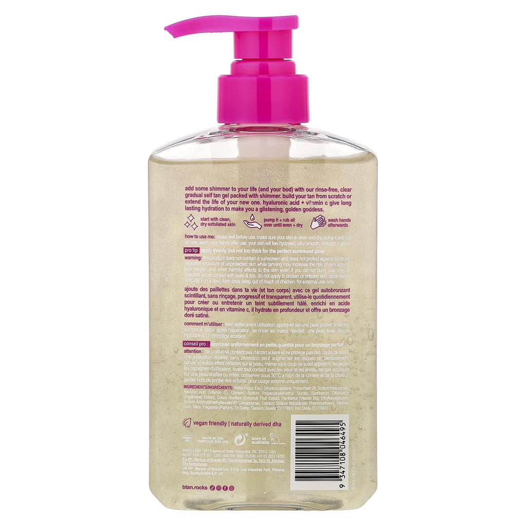 b.tan, Glow Your Own Way + Shimmer, Clear Gradual Tan Gel, Golden Glow, 473ml (16 fl oz)