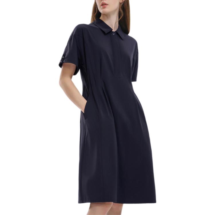 FILA Logo Woven Loose Polo Short Sleeve Dress Women Dresses Legendary-Blue F11W334303FNV