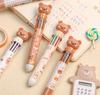 Bear 10 Color Ballpoint Pen, Cute Cartoon Push Button Multicolor Pen, Student School Supplies for Writing Drawing Gift for Kids