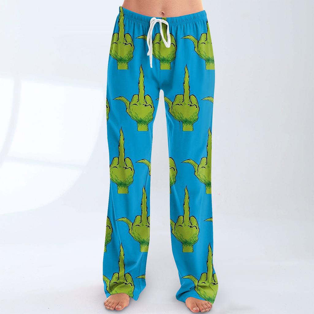 Damen Pyjamahose Nachtwäsche Lässige Hose mit Kordelzug und elastischer Taille Bequeme gerade lockere Yogahose