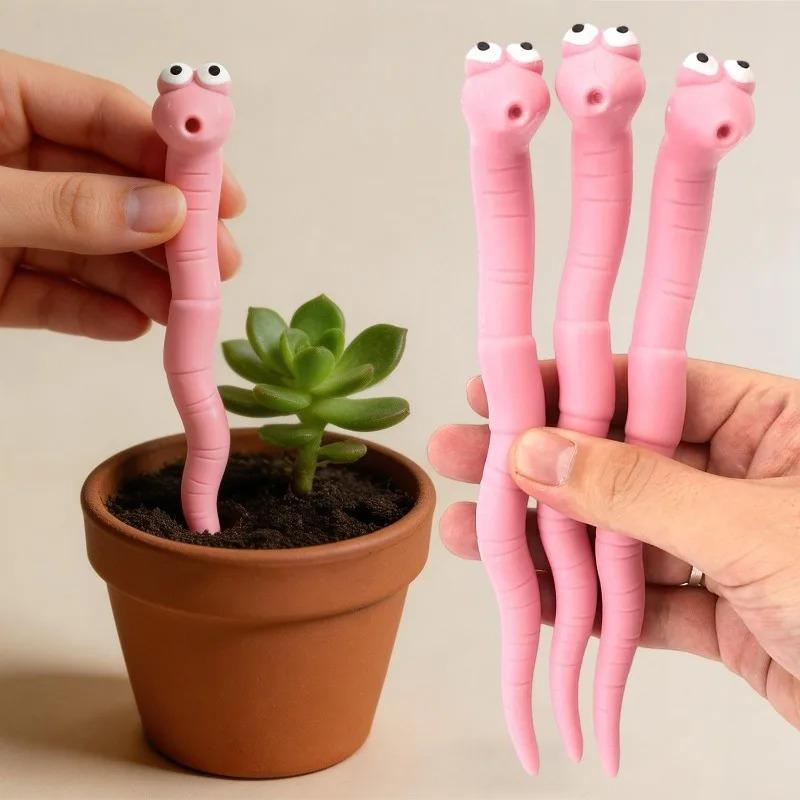 5-1Pcs Worm Water Sensor Ornaments Cute Earthworm Garden Greenhouse Outdoor Plant Hygrometer Monitoring Horticulture Decoration
