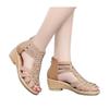2025 neue Römersandalen aus weichem Leder Damen Sommer weichsohlige Strass Mutter Schuhe modische Oberbekleidung Damen Sandalen Keilabsatz Damen