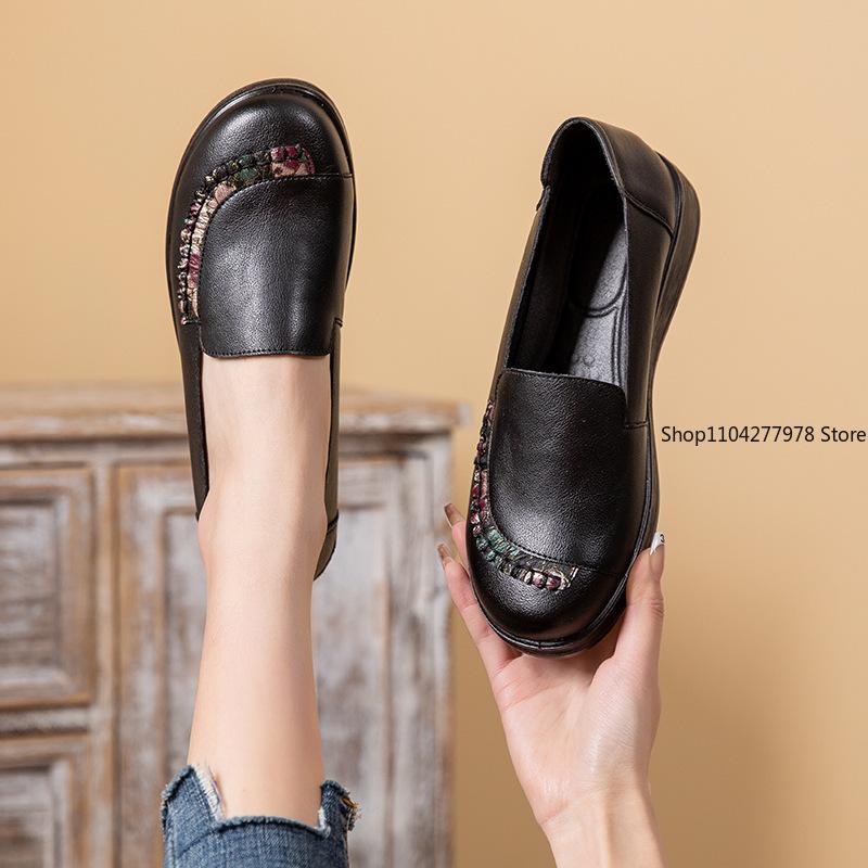 Móda Jaro Podzim Dámské Boty s Kulatou Špičkou PU Kůže Šití Dámské Letní Ploché Tenisky Volnočasová Chůze Nadměrná Velikost Boty 35-41