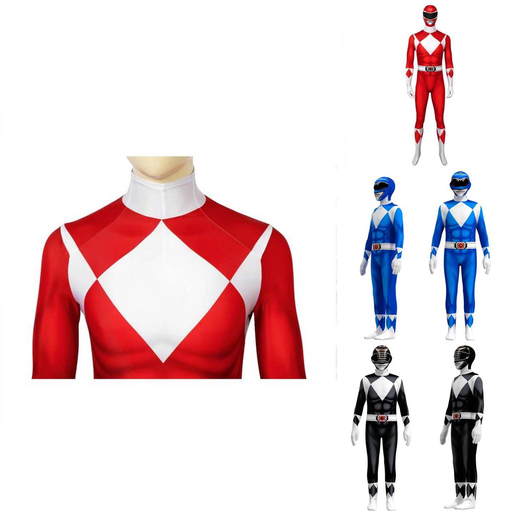 Rangers Costume For Kids And Adults Featuring Durable Jumpsuit And Character Mask**