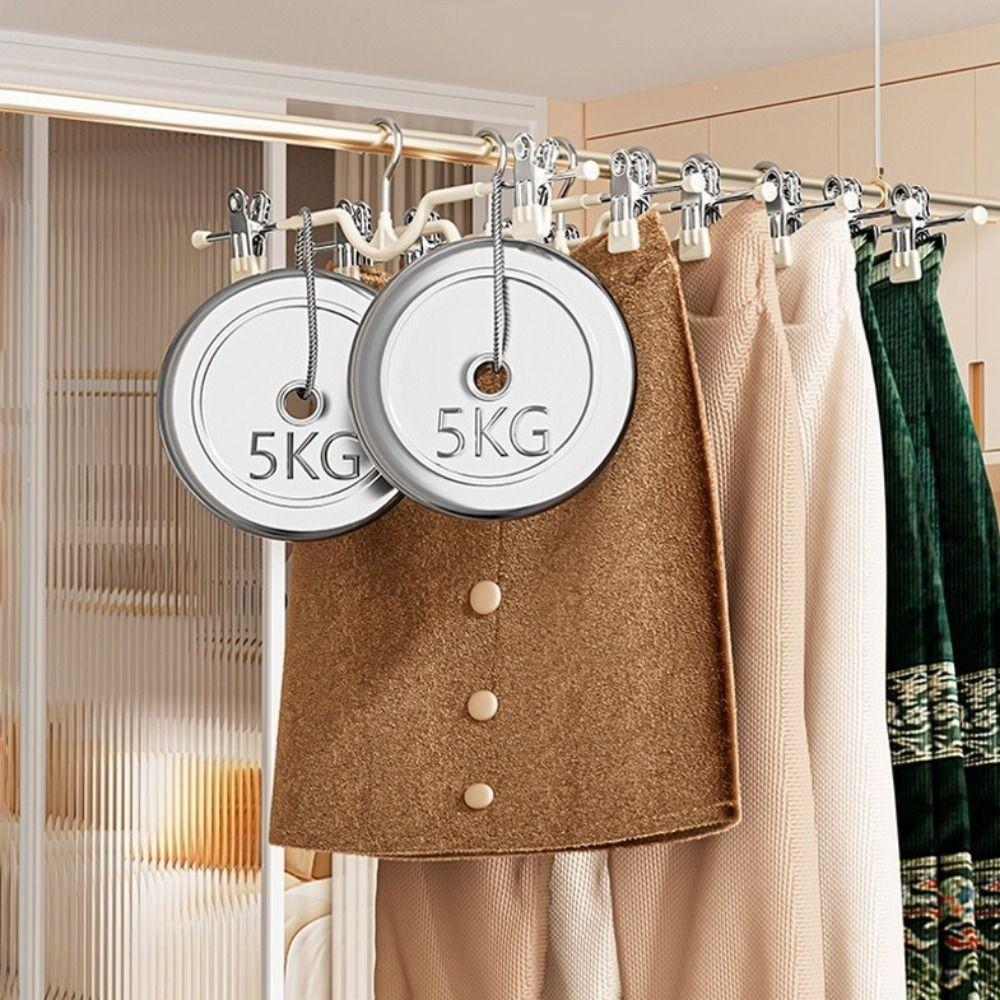 10PCS Non-slip Short Neck Trouser Clip Stainless Steel Adjustable Trouser Hanger  Women's Skirt