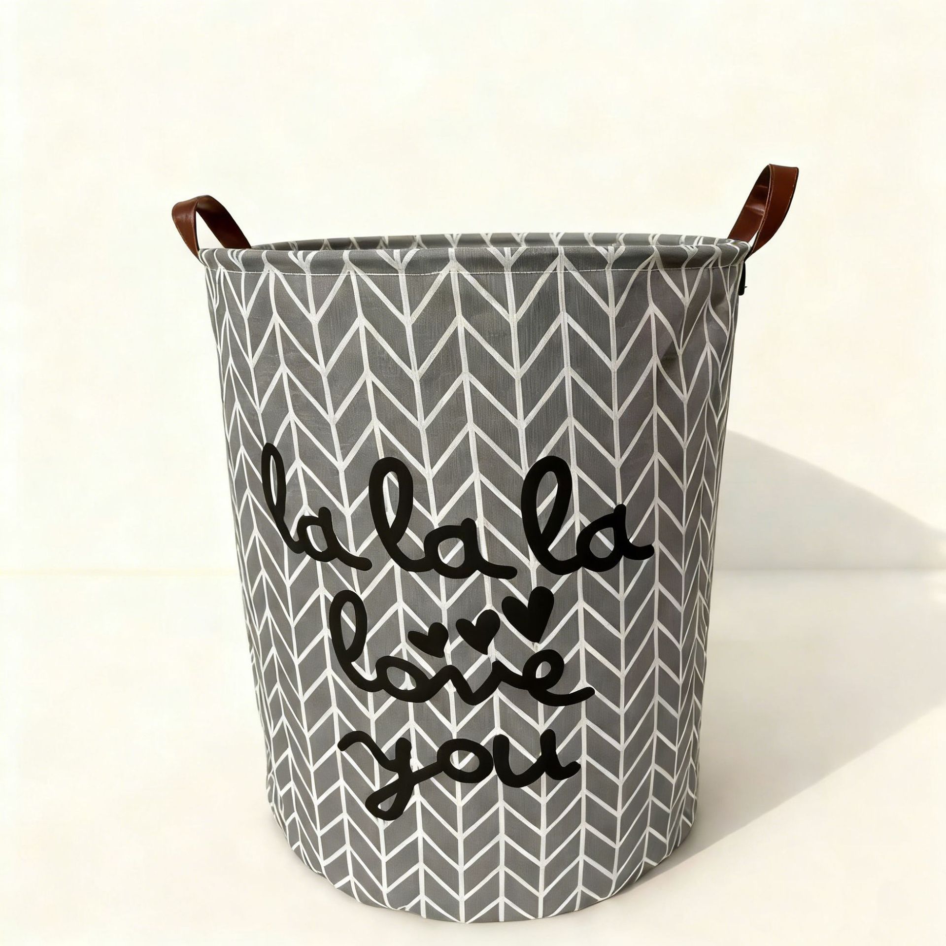 

Foldable Waterproof Fabric Laundry Basket with Leather Handles Large Capacity Storage Bin for Household Use 40 by 50 Centimeters Durable and Portable One Size