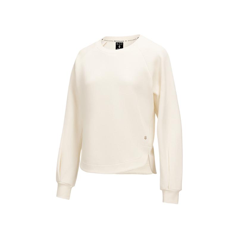 Skechers Comfort Sports Series Casual Breathable Soft Round Neck Long Sleeve Sweatshirt Women sweatshirt Corn-White P125W016-01PJ M