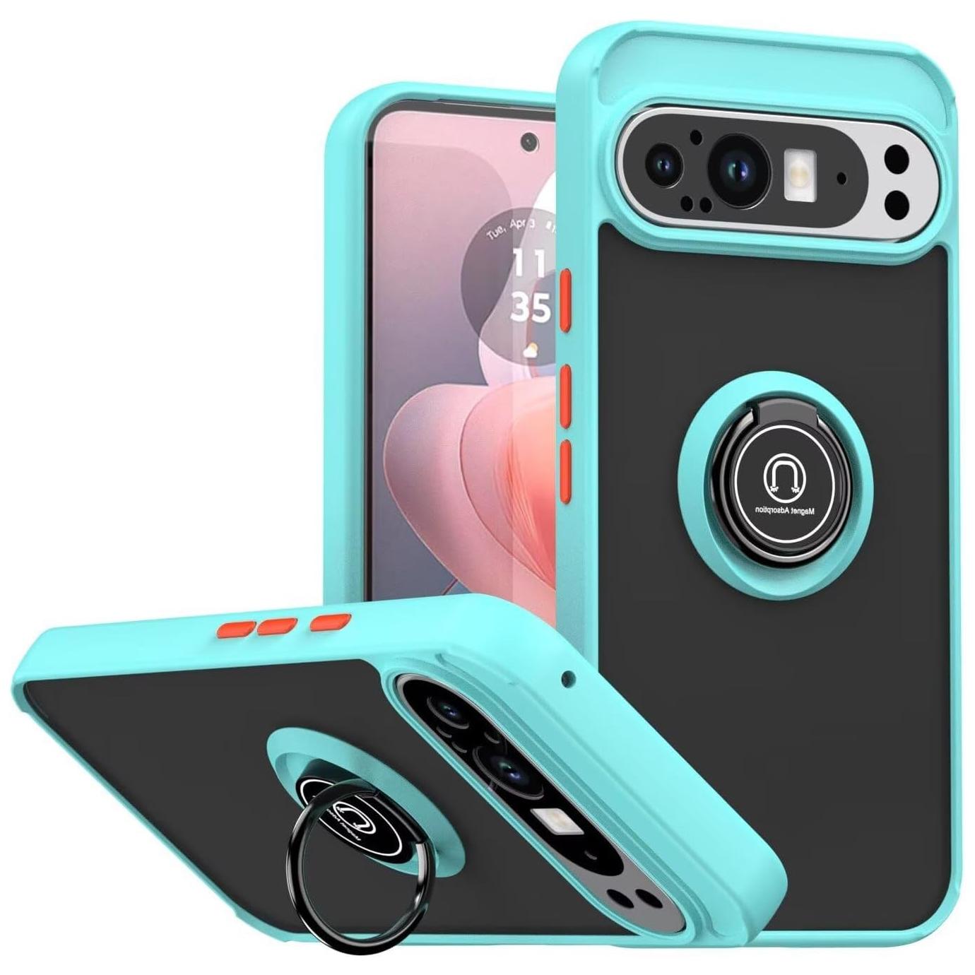 

Armor Matte Case For Google Pixel 10 Pro XL 9 Pro 9A Cover Ring Magnetic Stand Holder Shockproof Shell Coque Fundas Google Pixel 9 Pro небо синє кольору