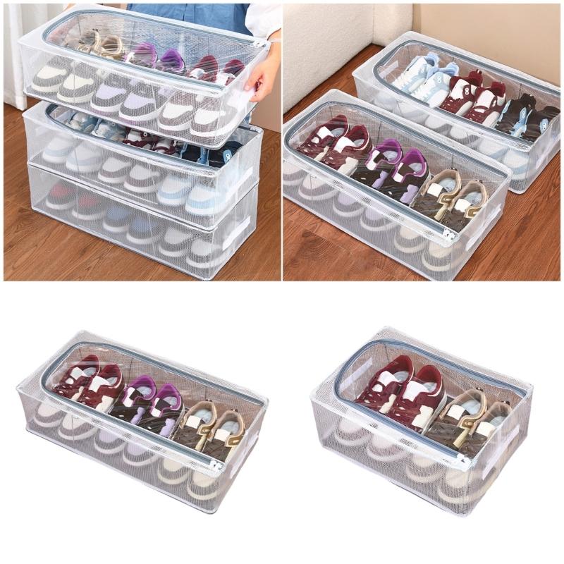 Foldable Clear Shoe Container Sturdy PVC Materials And Metal Frame Compact Home Organization Shoe Storage Box
