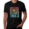 Retro Vintage 37th Birthday Awesome Since October 1983 Tshirt Athletic Quick Dry For Unisex Tshirt