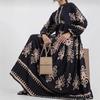 2024 Elegant Women's Location Print Robe Dress - European & American Style