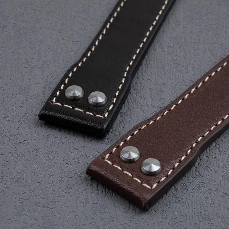 Black Blue Brown Soft Cslfskin GenuineLeather Rivet Cowhide Watchband 20mm For IWC Strap For Mark18 BraceletsFree Tools