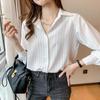 Early Spring Striped Chiffon Shirt Women's Spring 1116 New Spring Small Top Women's Long Sleeve Shirt