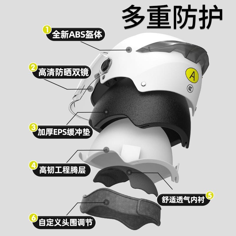 ABS Half Face Motorcycle Helmet With Dual Visor Electric Scooter Riders Unisex 3C Certified UV Protection