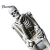 Halloween Statue Skeleton on Toilet Figurine, Funny Gothic Bathroom Statue, Spooky Creepy Home Accents Resin Ornament for Office Shelf Desk Decor Aged