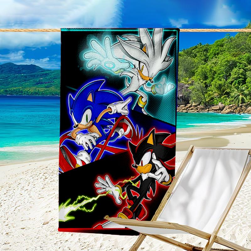 Ultra-Soft Beach Towel with Sonic Theme,Ideal for Pool - Camping, Diving - Perfect Travel Essential, Vibrant Beach Towel.