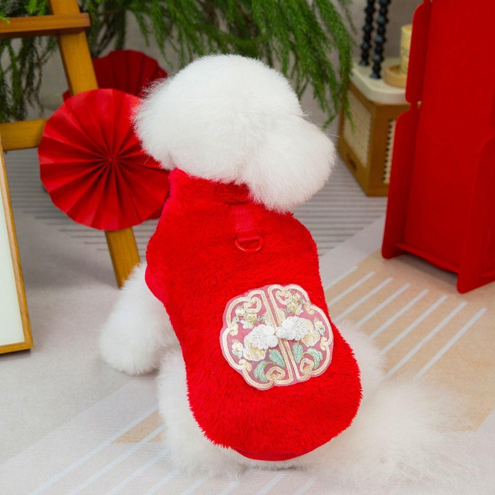 Chinese Style Dog Sweater Coat Flannel Puppy Warm Jacket Practical Winter Dog Vest  For Dogs Puppy