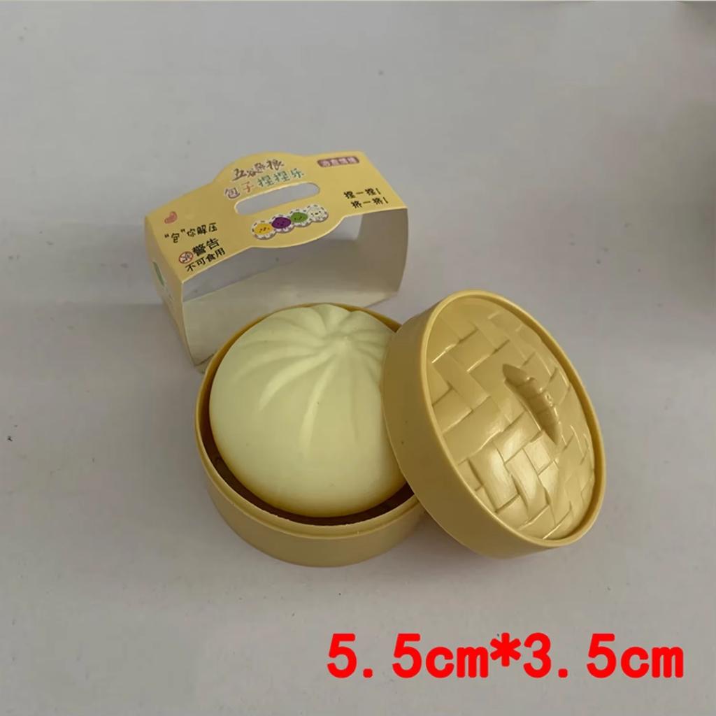 Colorful Dumpling Stress Balls Fidget Sensory Toy Squeeze Dough Ball Stress Relief Hand Toy Bun With Food Steamer Stretchy Desk