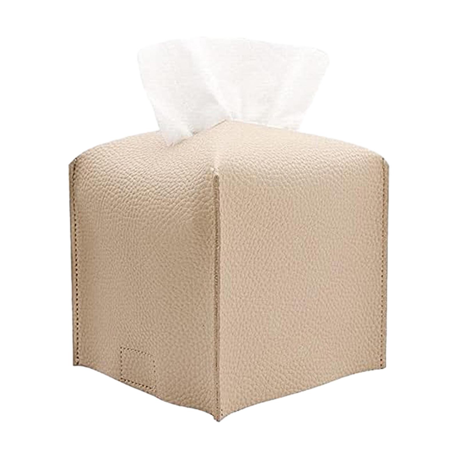 

Leather Tissues Box Cover Dress Up Tissues Box In Style Square Modern PU Leather Tissues Box Holder бежевий