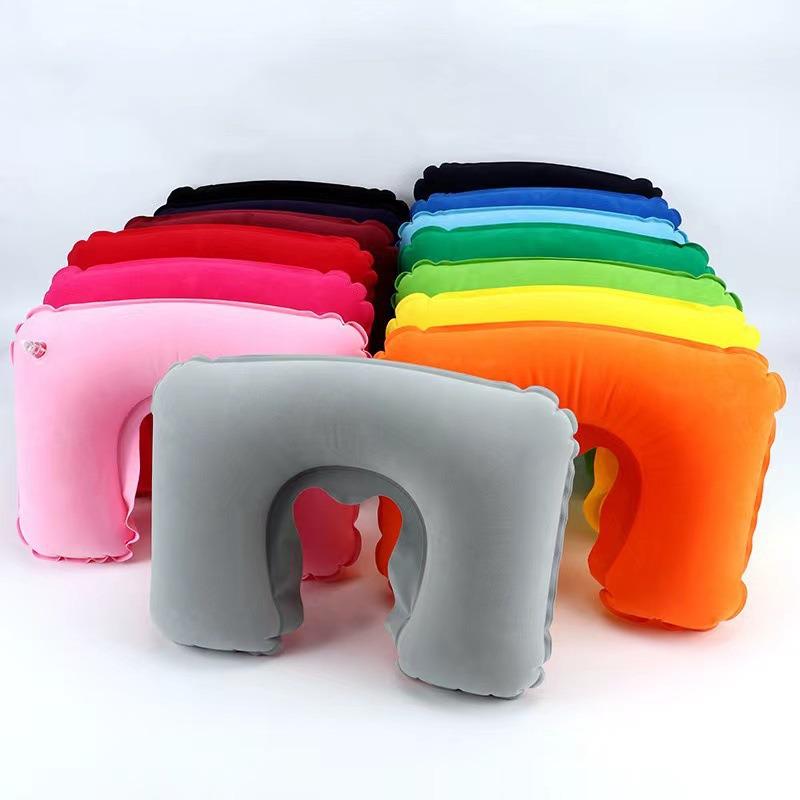 Inflatable U-Shaped Neck Pillow for Travel and Camping - Mouth-Blow, Multi-Functional, and Foldable