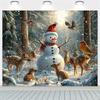 VIKAMA Snowman and Reindeer Christmas Tapestry Living Room Feature Wall Children's Room Decor Christmas Theme Arrangement
