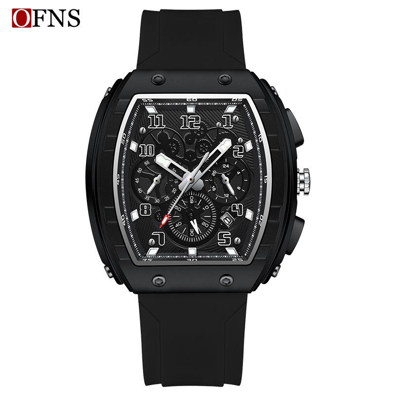 Oufanni Sportive Quartz Chronograph: Stylish Tonneau Men's Watch for Students with Multifunctional Design
