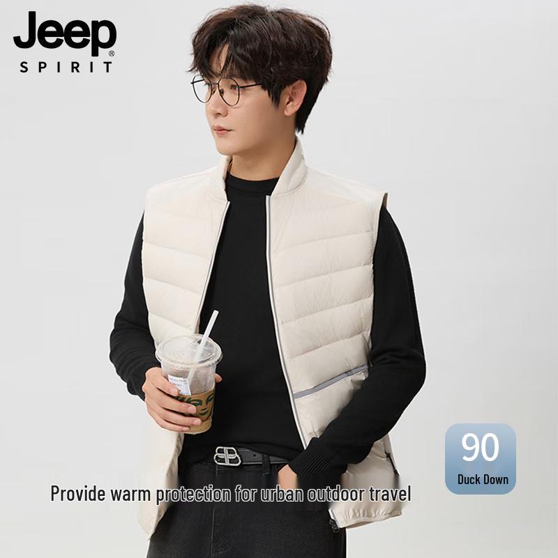 JEEP SPIRIT Men's 90% Duck Down Stand-Collar Winter Vest