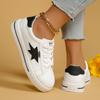 Fashion Fashion Spliced Star Decoration Non Slip Skateboard Shoes Women 2025 Autumn Soft Flat Heel Lace Up Sneakers Casual White Shoes