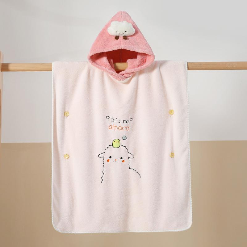 Kids Hooded Bath Robe Towel Poncho Quick Dry Absorbent Baby Swimming Shower Bathrobe 70x140cm