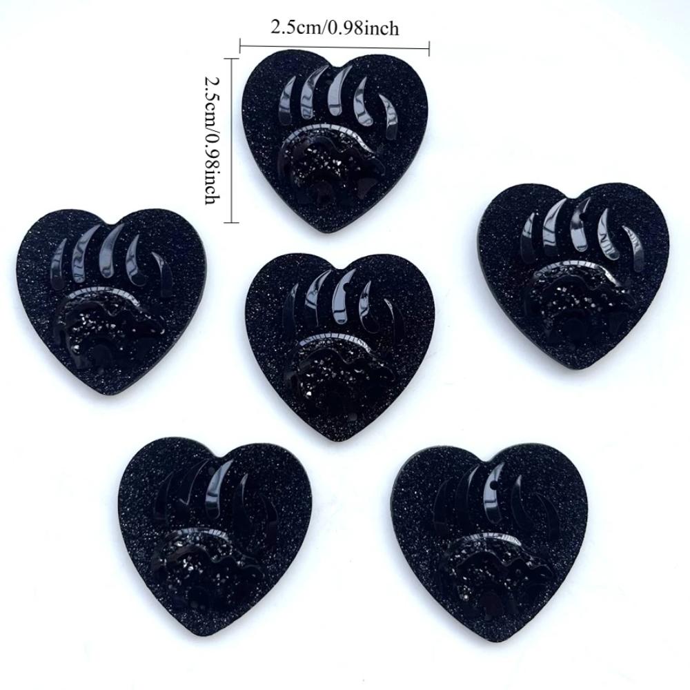 10pcs 25mm Black/purple AB Heart Resin Bear Claw Rhinestone Flat Back Scrapbook DIY Jewelry Indigenous Earrings Decoration