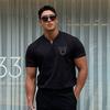 Muscleguys Men's Versatile V-neck Breathable Short Sleeve T-shirt Sports Casual Cool Fitness Clothing