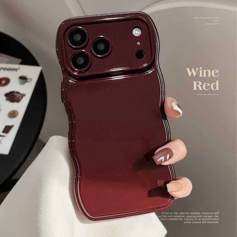 

Retro Burgundy for Apple 15 Phone Case for IPhone17 Advanced 11 for 16promax Wave Edge 12 Solid Color 11 6.1