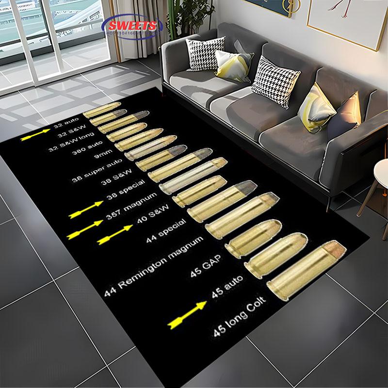 3D Assault Rifle Pistol Revolver Gun Carpet for Living Room Bedroom Hallway Long Strip Anti-slip Rug Sofa Doormat Home Decor Mat