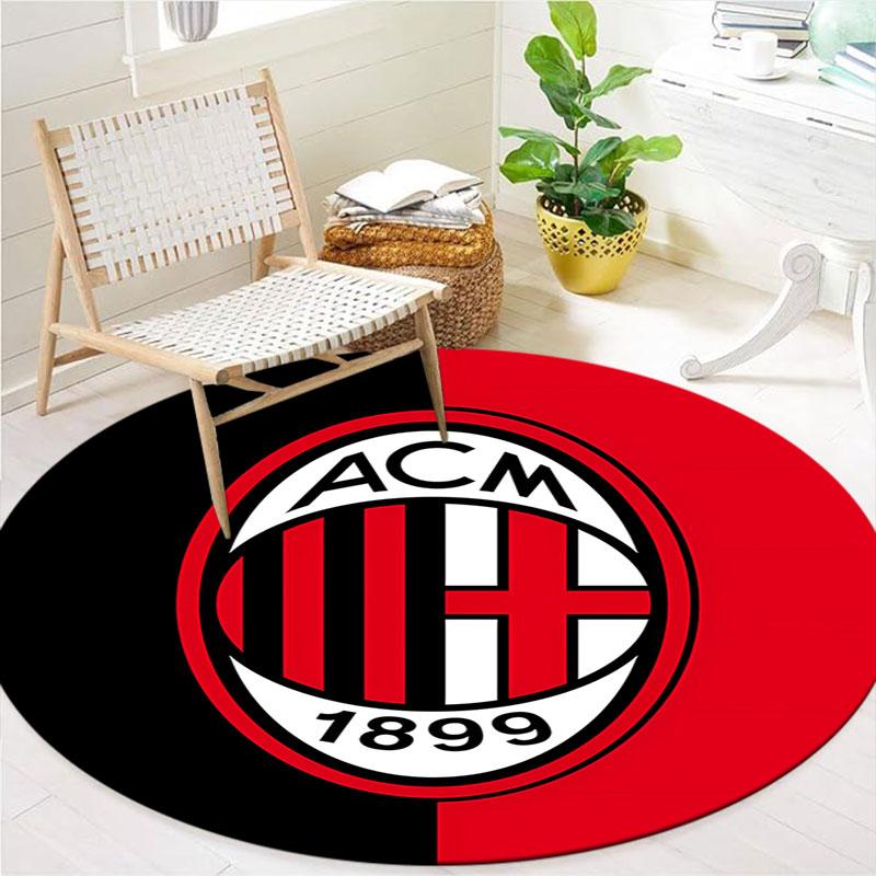 AC Milan Round Area Rug,Carpet Rug for Living Room Bedroom Sofa Playroom Decor,Non-slip Floor Mat