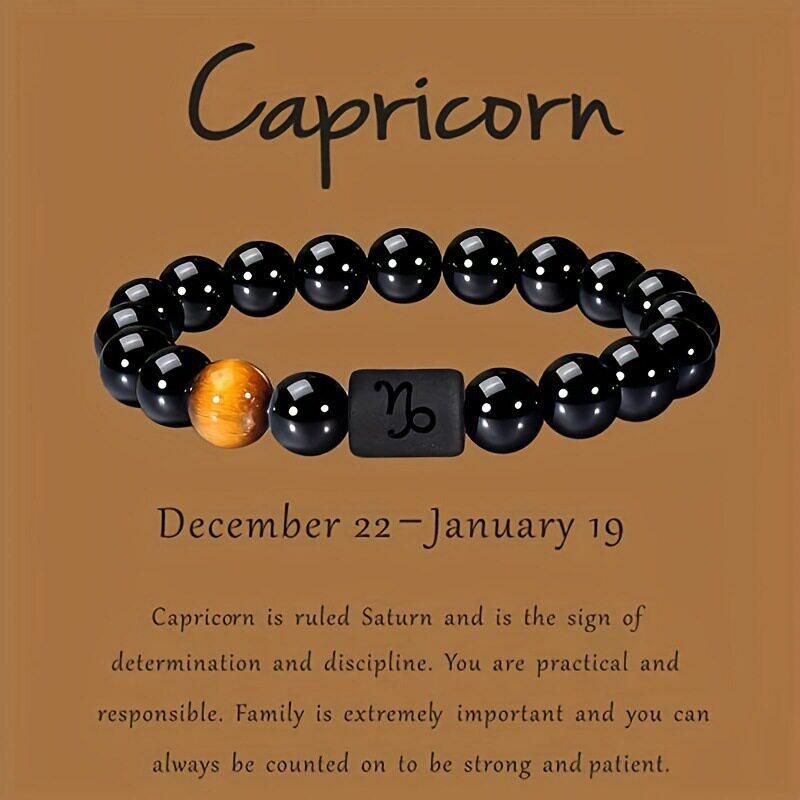 Twelve Constellations Elastic Bracelet with Tiger Eye and Agate Beads