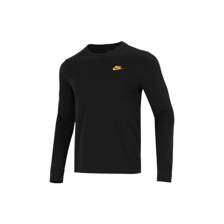 Men s Nike Minimalistic Alphabet Logo Athleisure Casual Sports Round Neck Long Sleeves Black T-Shirt DR7822-010 M