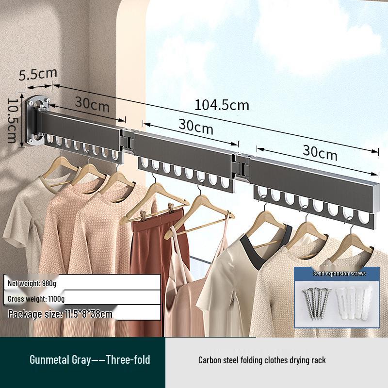 Invisible Folding Balcony Clothes Rack - No-Punch Telescopic Drying Rack