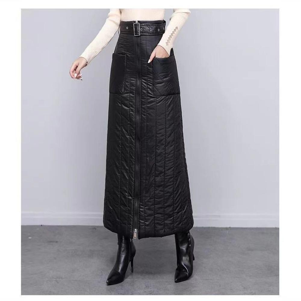 Thickened Down Cotton Skirt for Women Winter New Style Windproof Warm One-piece Winter Skirt Hip Skirt A-line Skirt