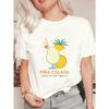 Oversized T Shirt Black Pina Colada Cocktail Pineapple And Orange Slice Print Taste Of The Tropics Text Summer Beach Vacation Wear