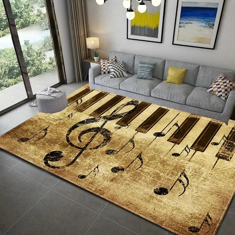 Piano Note Music Theme Series Carpet Home Decoration Bedroom Living Room Large Area Carpet Room Bedside Non-slip Floor Mat