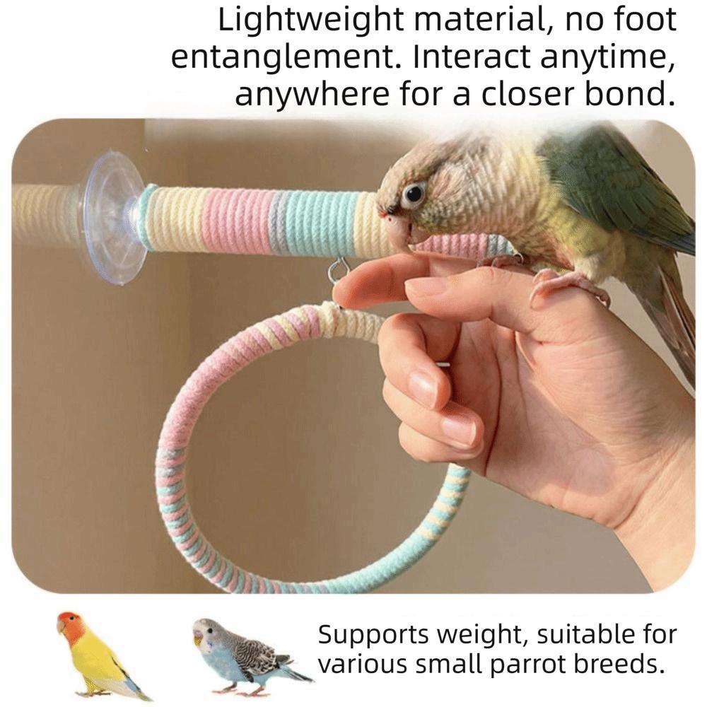 Comfortable Grip Suction Cup Swing Set Linen Rope Hanging Bird Standing Perch Parrot Toy