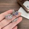 Pink Diamond Zircon Purple Flower Star Opening Ring, Diamond-Set Light Luxury Niche Design, High-End Sense Stacking, Wearing Personalized Rings, Women