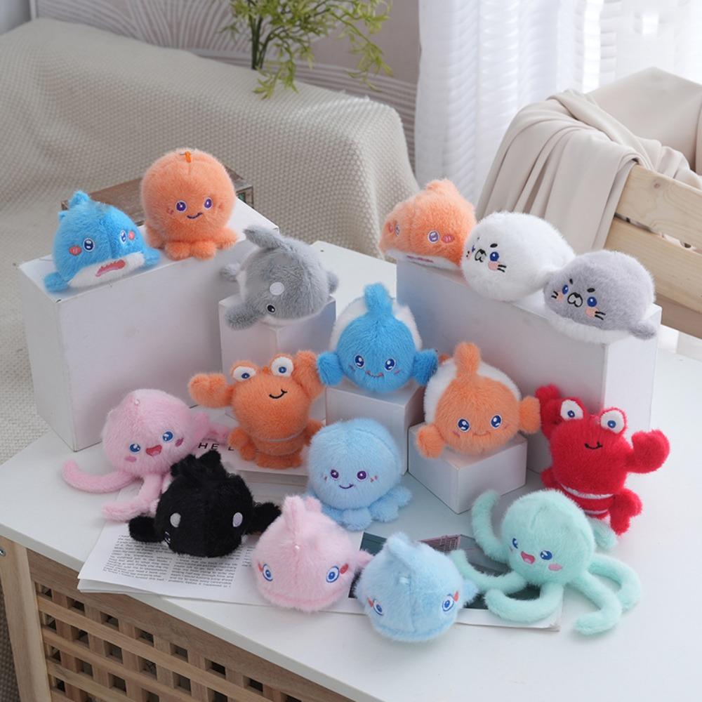 Turtle Ocean Animal Plush Keychain Octopus Starfish Plush Whale Keychain PP Cotton Simulation Animal Whale Small Pendant